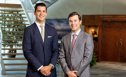 Jim Hueter and James Landen Jr., grandsons to SNB founder